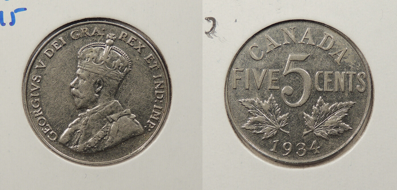 CANADA 1934 5 Cents George V #WC86730