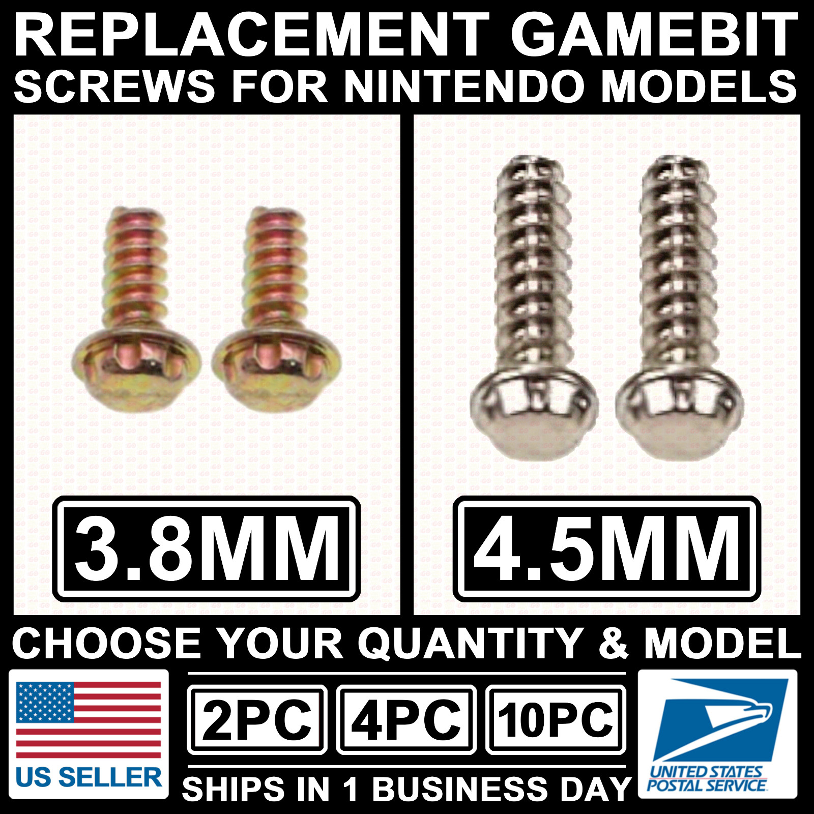 3.8mm/4.5mm Security Bit Screw for Nintendo Game Boy/Color/Advance/NES/SNES/N64