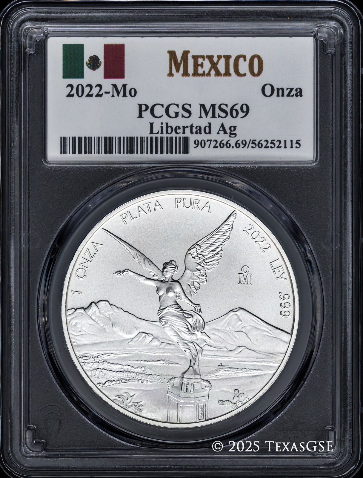 2022 Mexico 1oz Silver Libertad - PCGS MS69 - Mexican Flag Label
