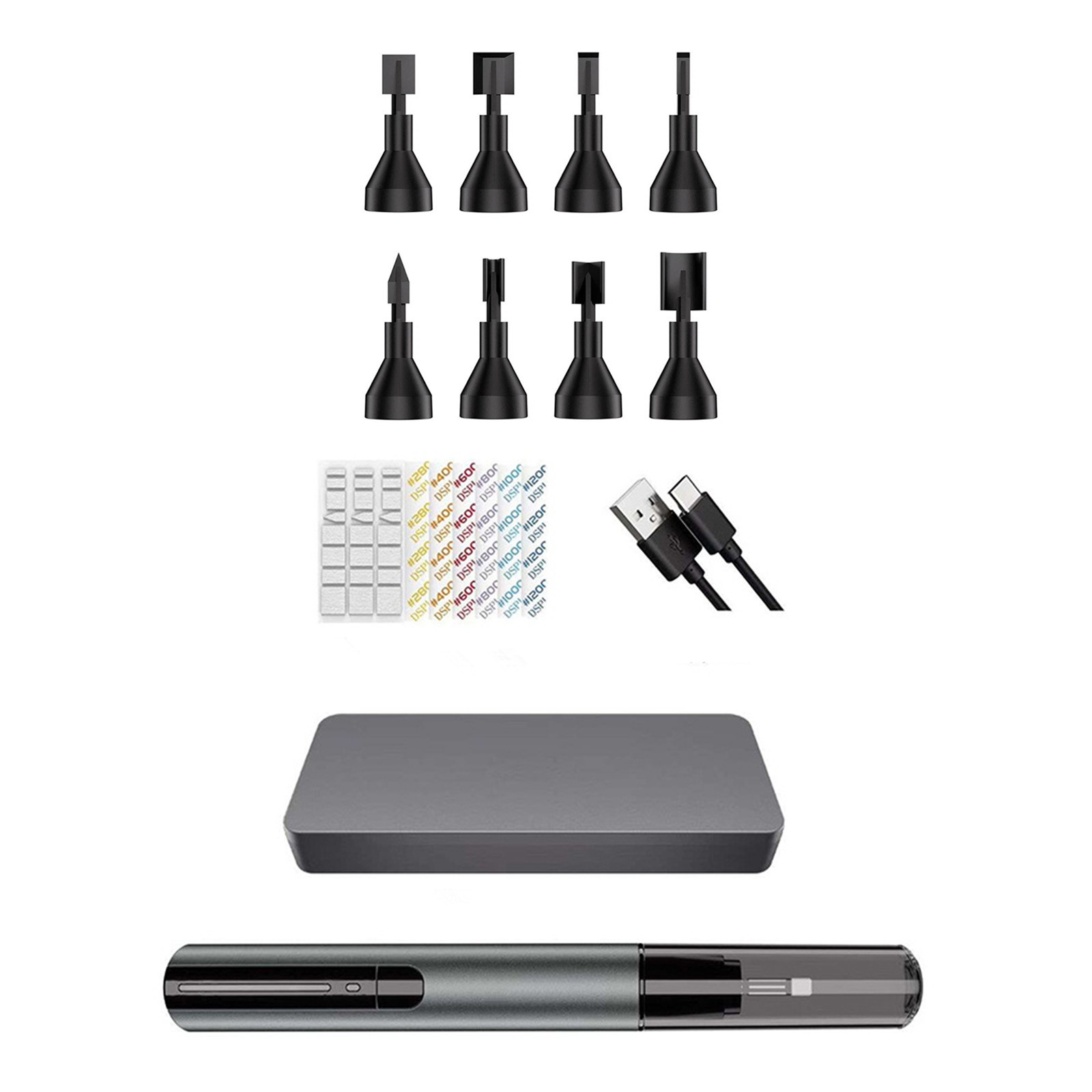 High-Speed Reciprocating Sander Pen 8 Interchangeable Heads & Silicone Paper