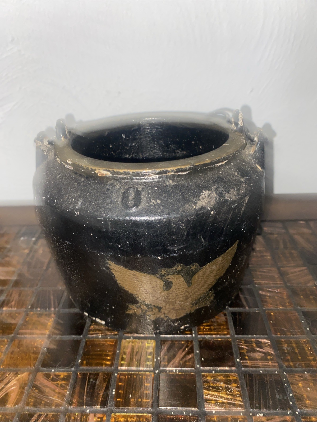 Antique Vintage Cast Iron Smelting 2 Piece Pot #0