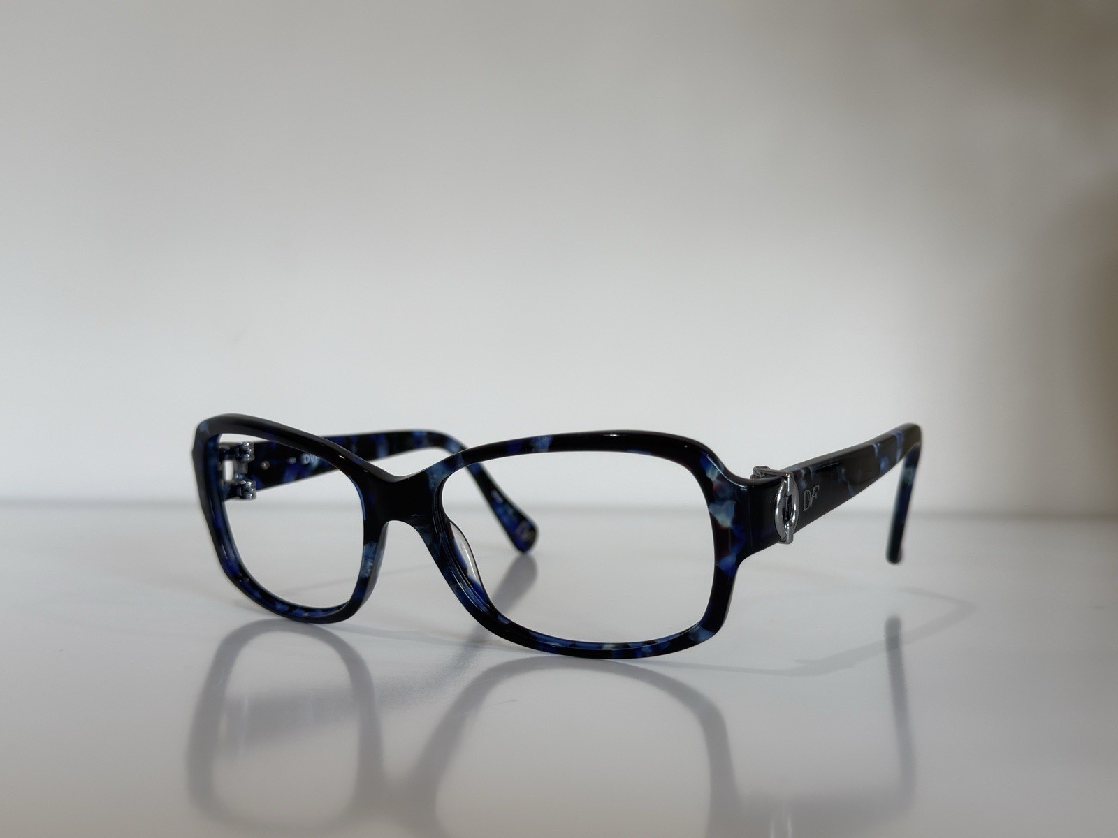 DVF 592S 423 FAITH Square Blue Havana Sunglasses Eyeglasses Frame Only 57-16-135