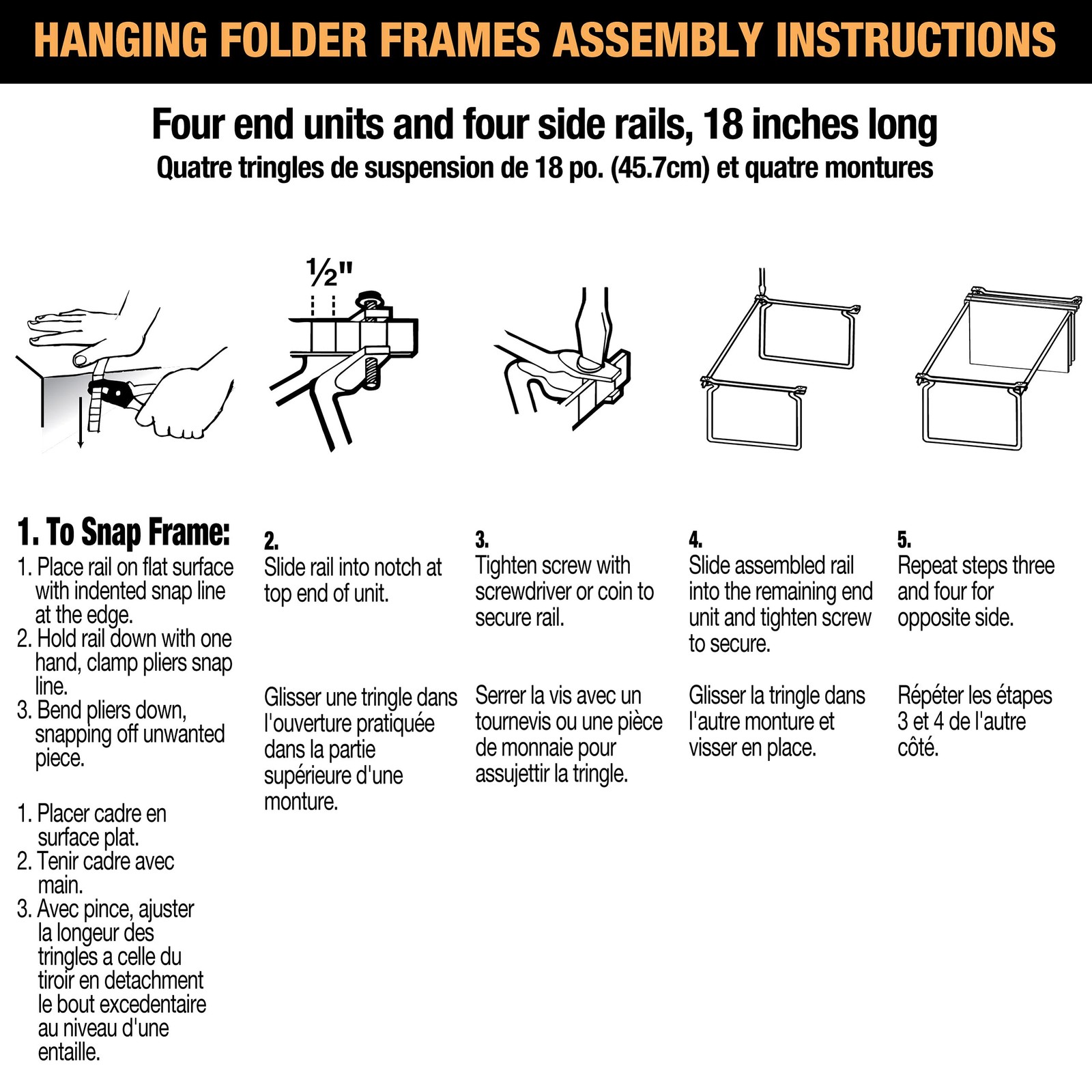 Officemate Hanging File Frame, Letter Size, 2 count (Pack of 1), Silver