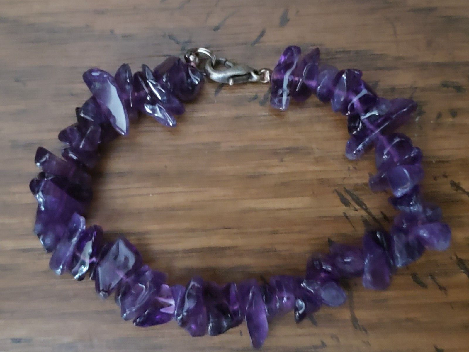 Genuine NATURAL * AMETHYST * STONE BRACELET, 7.5 INCHES Long, Handmade in USA