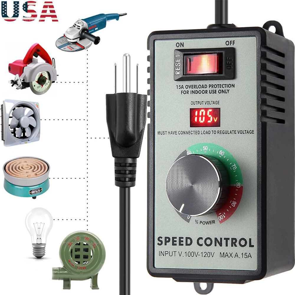 For Router Fan Variable Speed Controller Electric Motor Rheostat AC 120V 15A USA