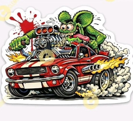 Ford Mustang Rat Fink STICKER - Ratfink Muscle car classic Auto Stang Ford