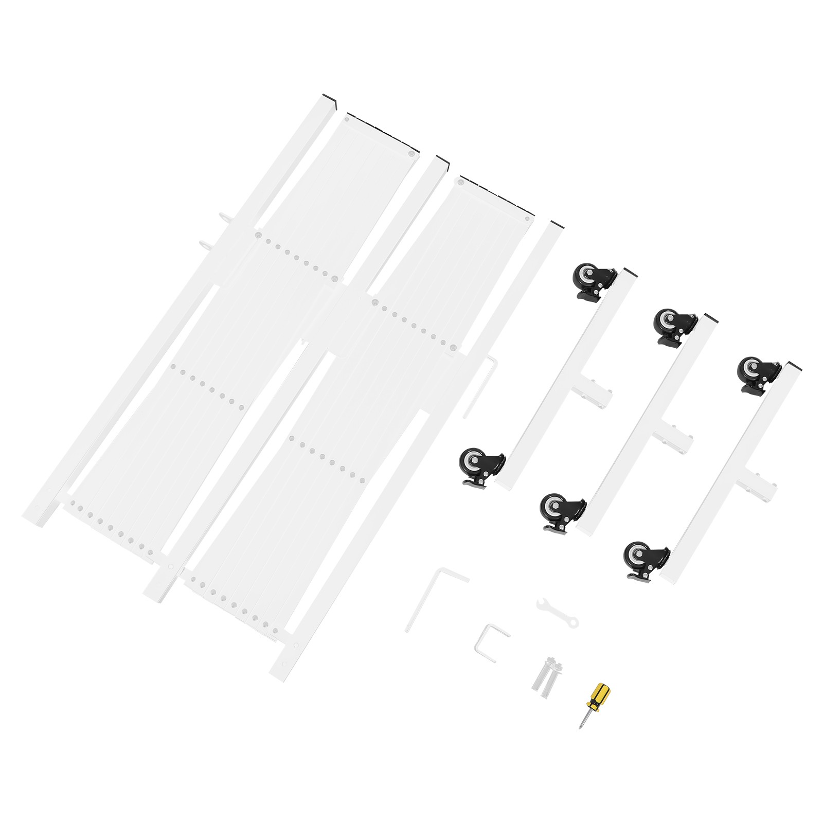Mobile Expandable Folding Gate White Diamond 540×45×102cm Lockable Wheels