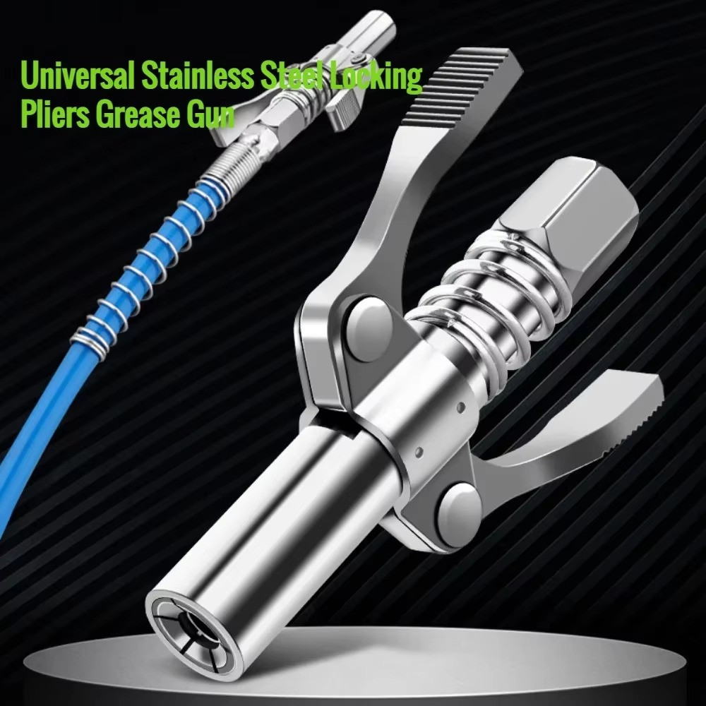 Grease Gun Coupler Double Handle High Pressure Quick Release Lock Oil Nozzles