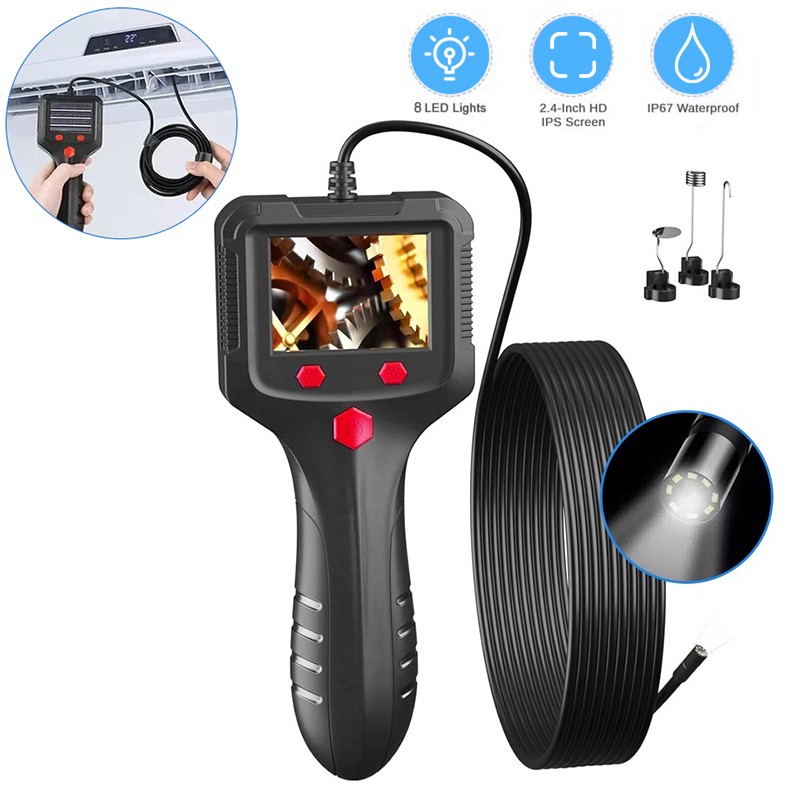 1080P HD LED Handheld Industrial Endoscope 8mm Borescope Inspection Snake Camera