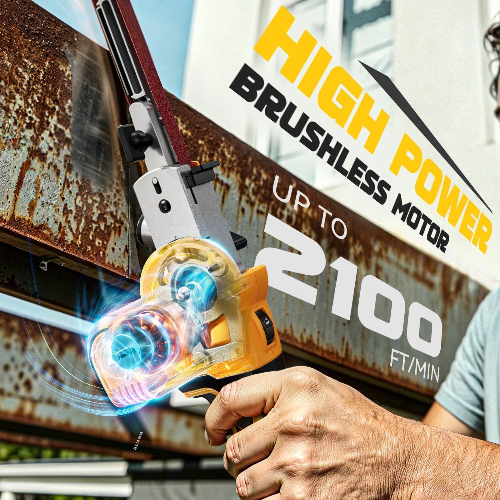 Cordless Belt Sander Compatible with Dewalt Battery Tool Only 100° adjustable...