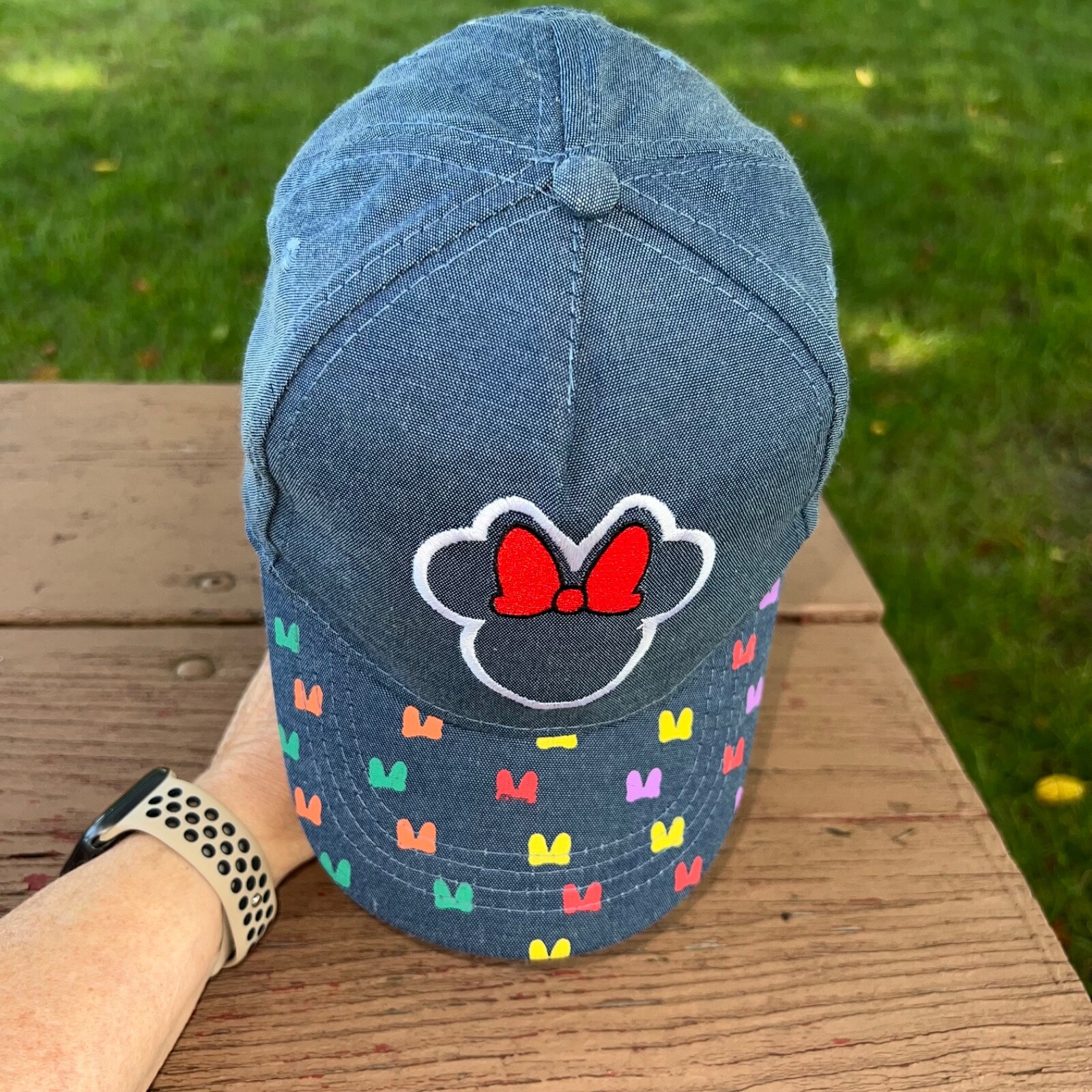 Disney Minnie Mouse Denim Junior Hat Cap Snapback EUC