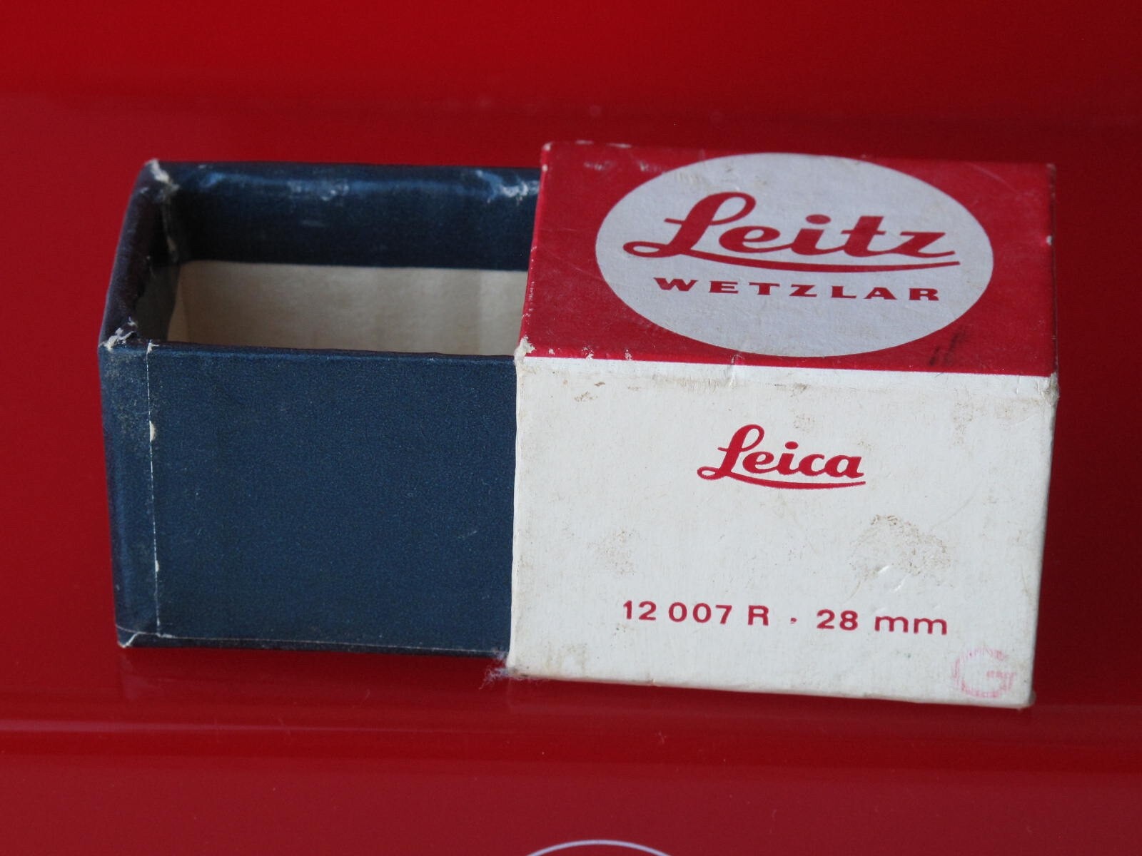 Leica 12007 R 28mm BL finder red BOX ONLY, US SELLER "LQQK"