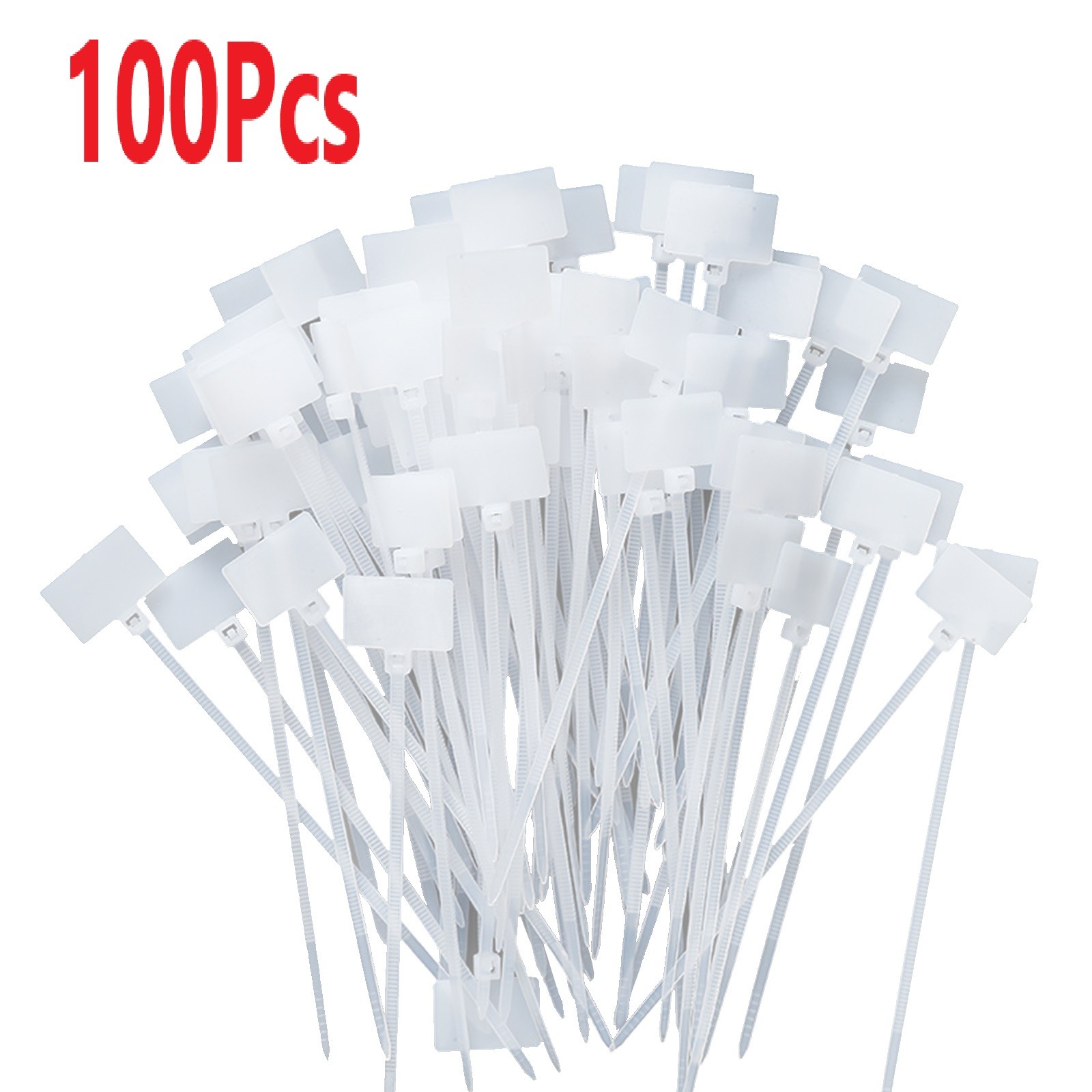 100Pcs Ethernet RJ45 RJ12 Wire Power Cable Label Mark Tags Zip Ties Write