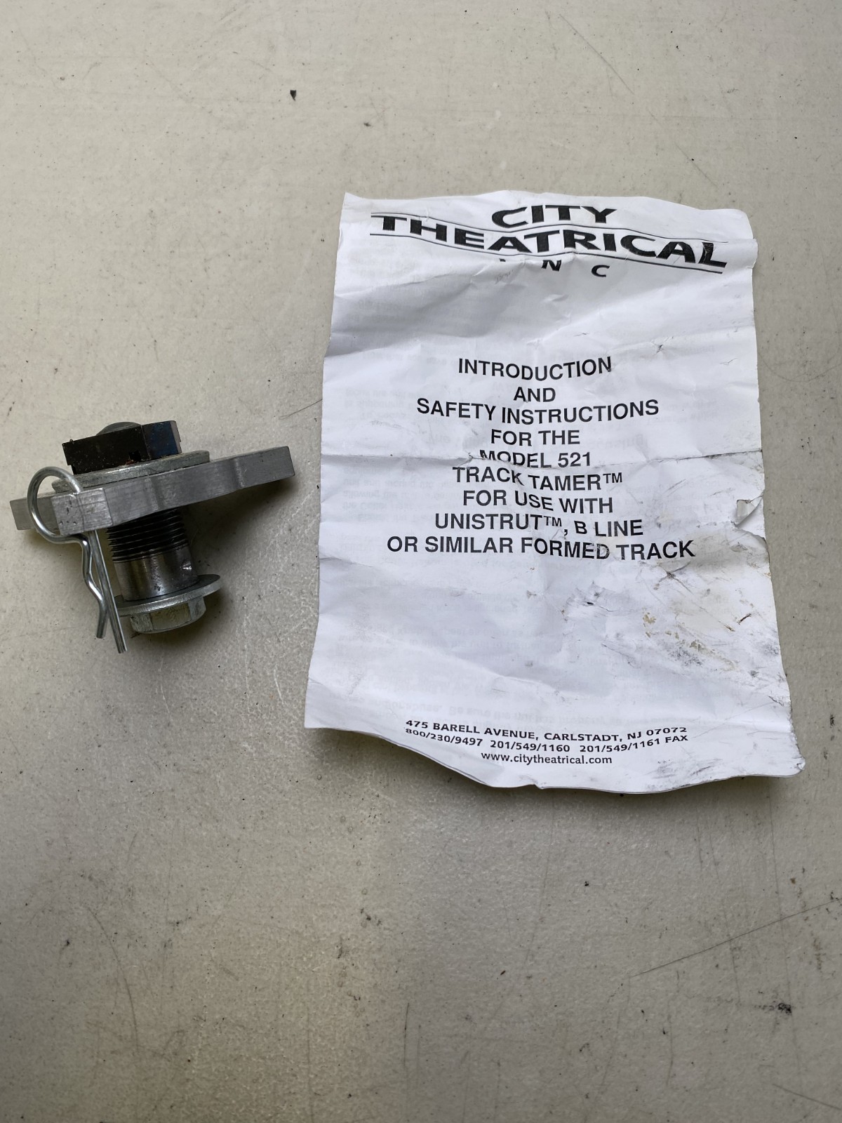 City Theatrical 531 Track Tamer with Knob and 5/8-inch Male Pin