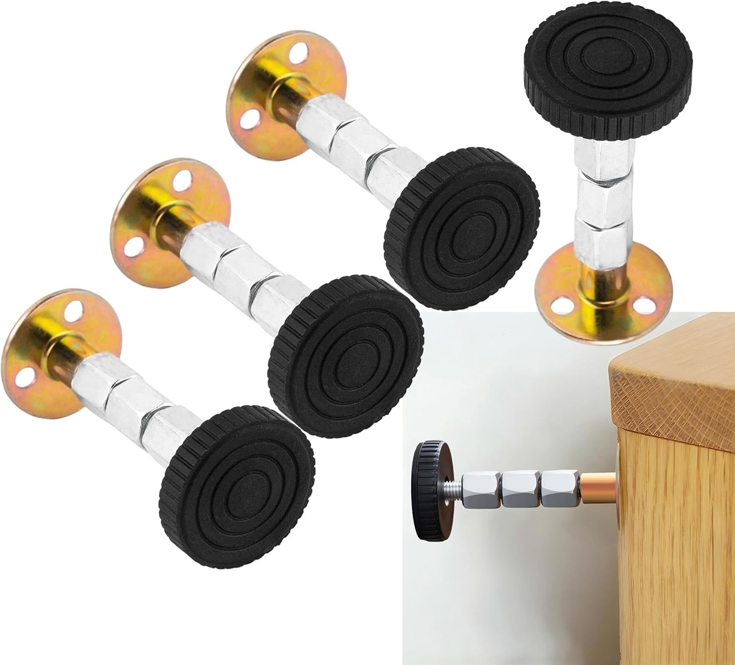 4PCs Adjustable Furniture Stabilizer Headboard Stoppers for Wall – Bed Frame Ant
