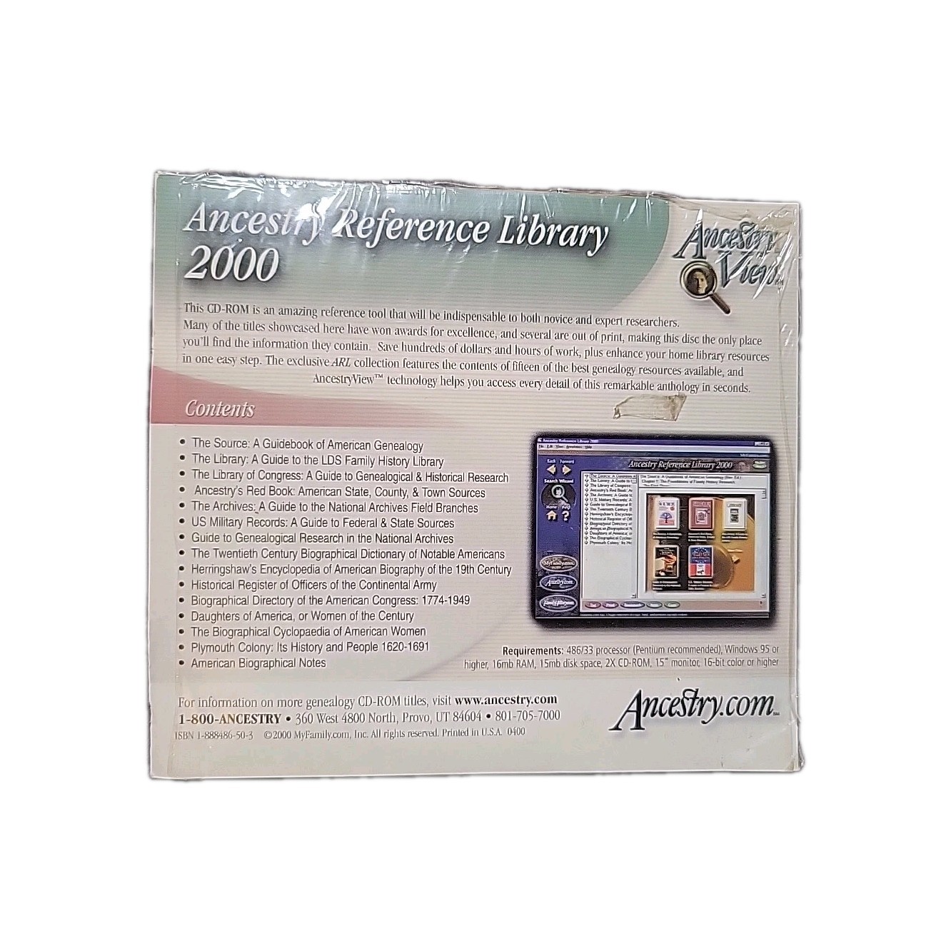 Ancestry / ANCESTRY REFERENCE LIBRARY 2000 / CD-ROM New Sealed Genealogy