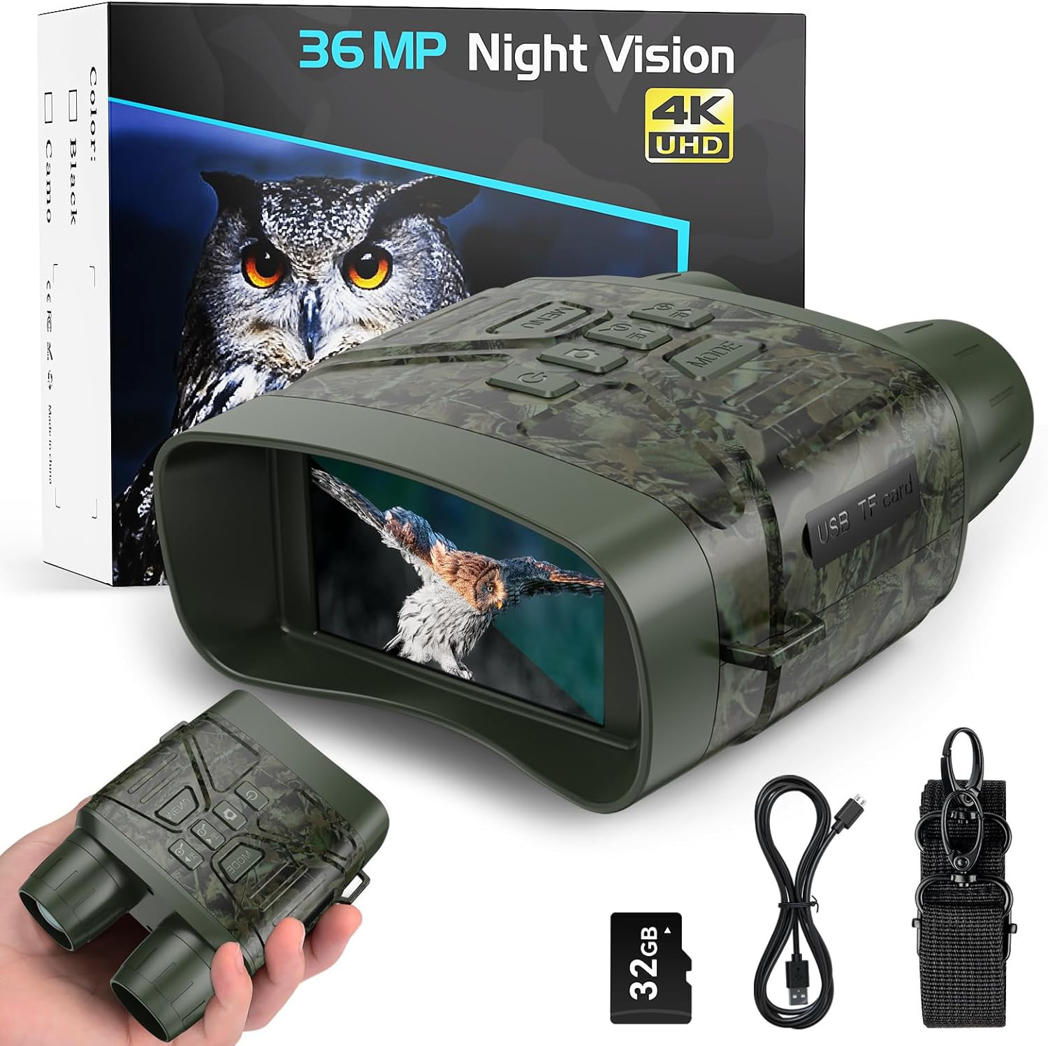 4K Night Vision Goggles for Adults - Rechargeable, Anti-Shake, High Clarity