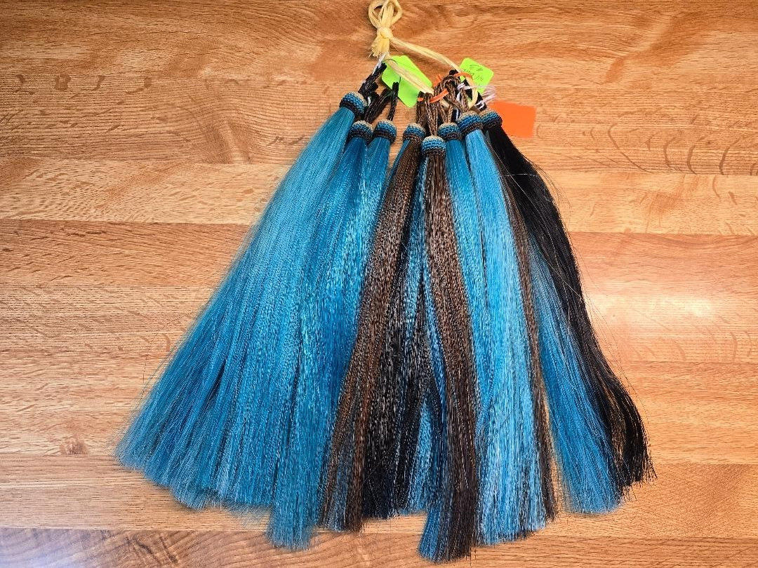 Horse Hair Tassels, Shoofly 13-1/4" Long w/Hitch Knot -3 Turquoise Options #T-13