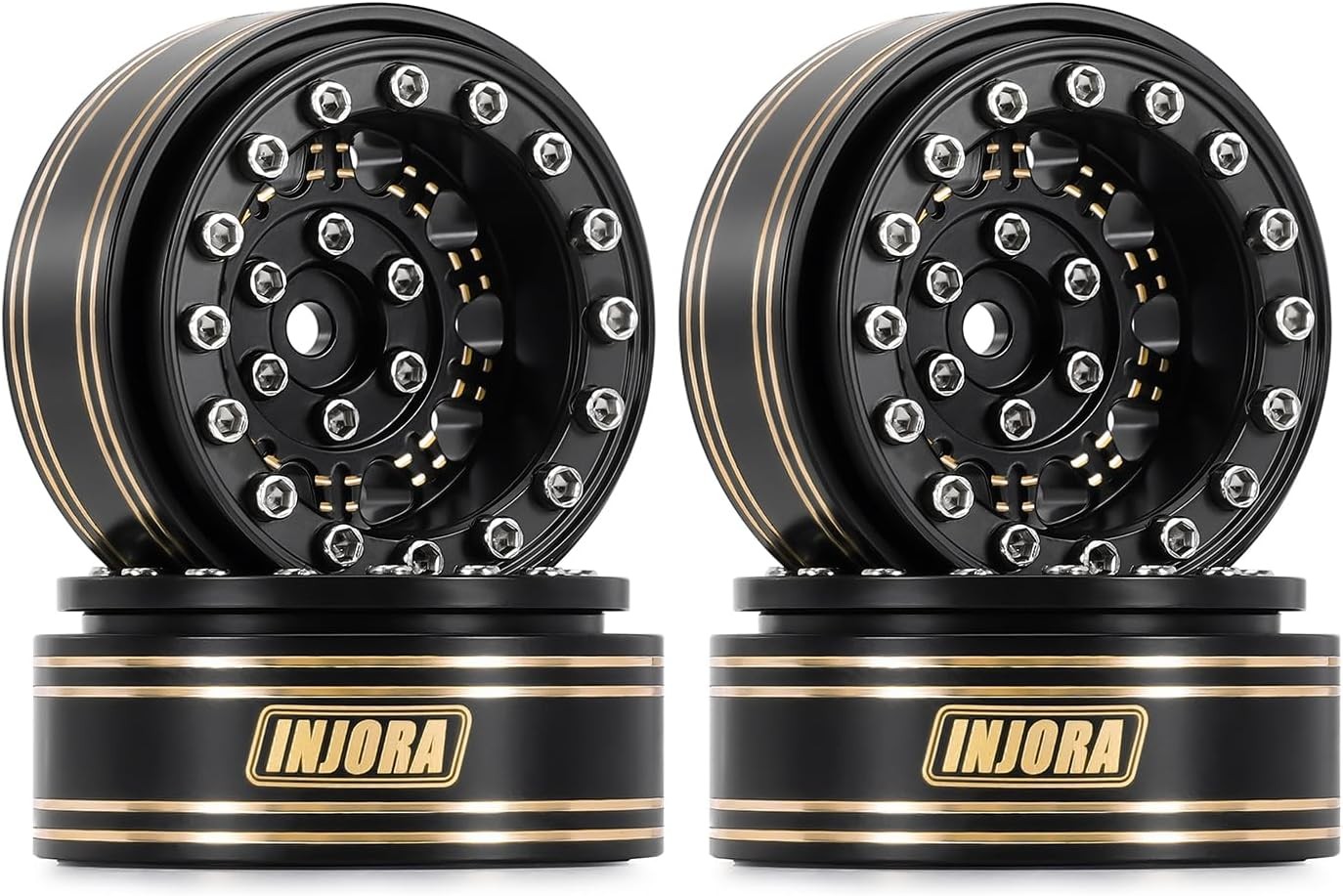 INJORA 1.3 Beadlock Wheel - Brass Wheel Rims for TRX4M SCX24 Upgrade 1/24 1/18 R
