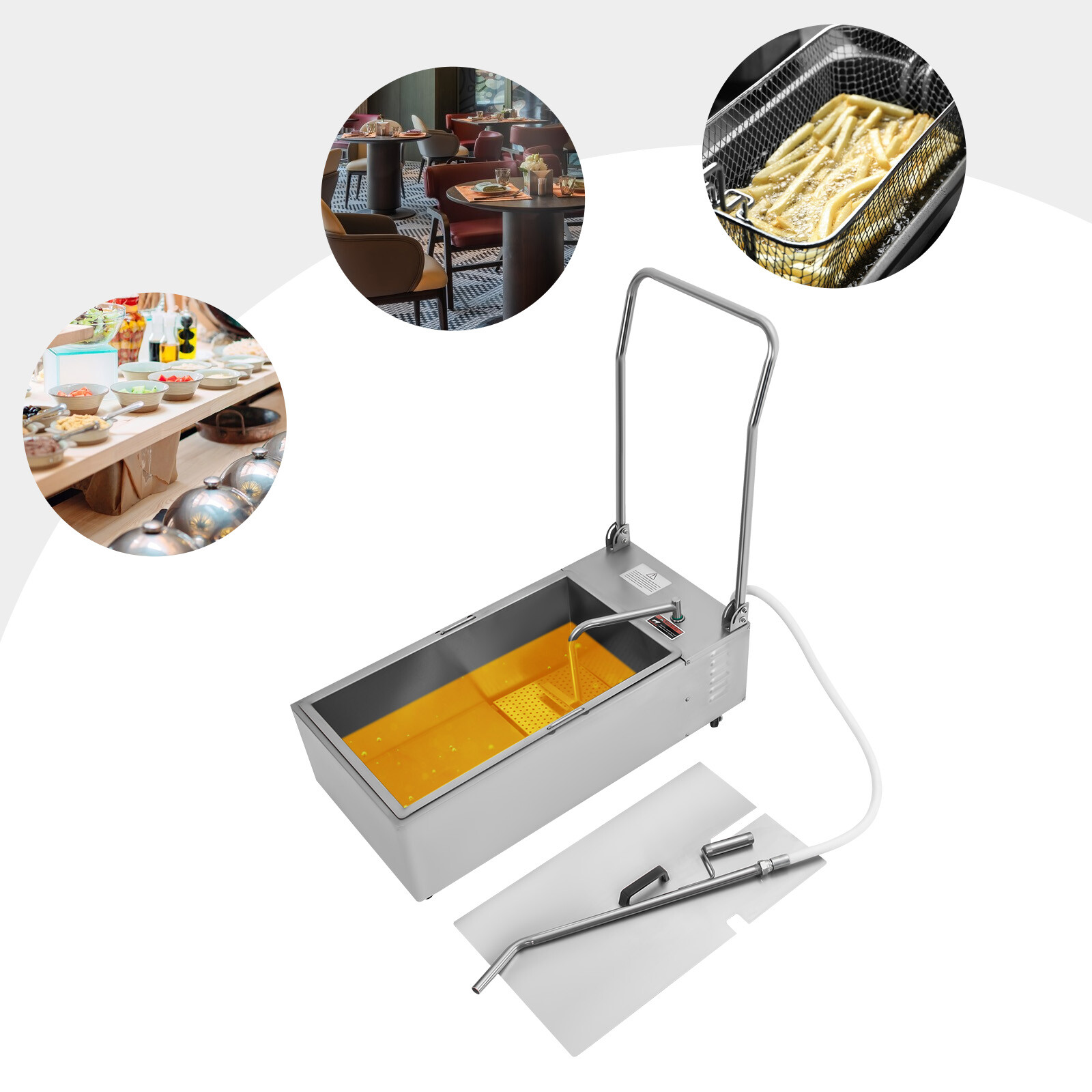 55L 370W Fryer Oil Filter Cart Machine Commercial Cooking Oil Filtration System