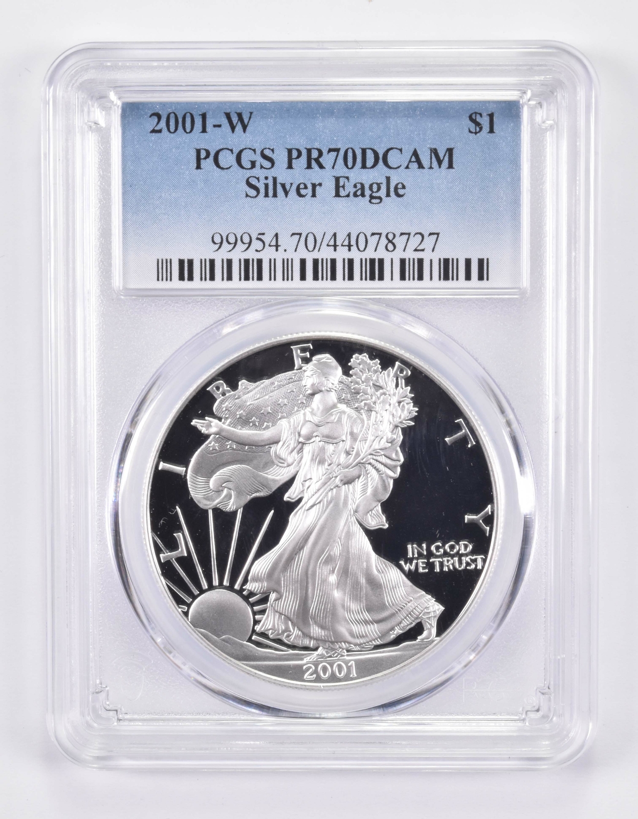 2001-W PR70 DCAM American Silver Eagle PCGS Blue Label