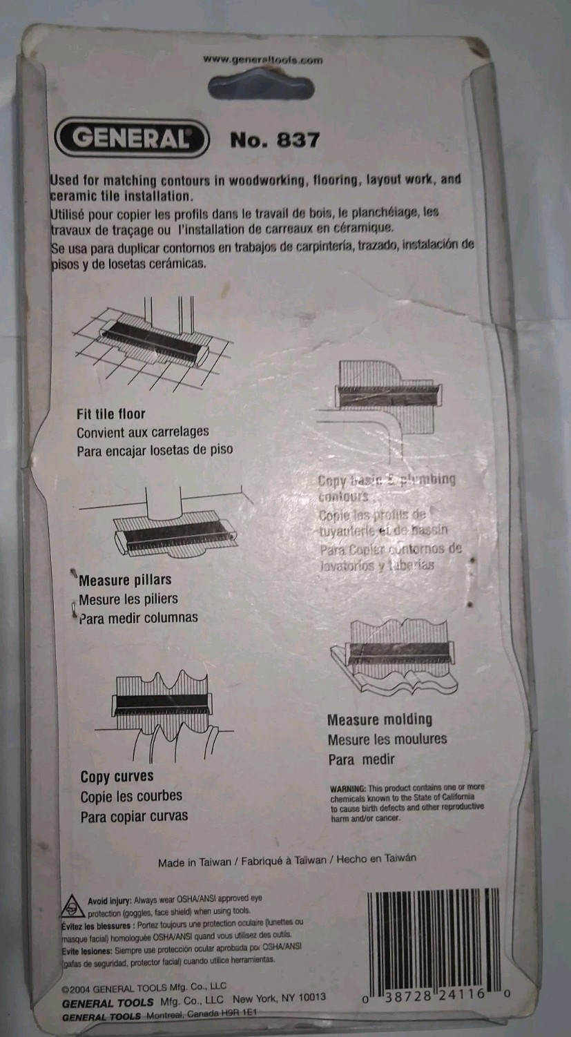 General No 837 Contour Gauge Profile Tool 6 Inch Shape Duplicator Measuring