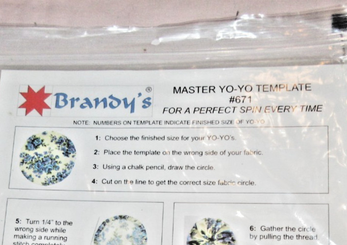 COLLECT: Brandy's QUILTING HD PLASTIC Master YO-YO Template #671~EASY PEASY!