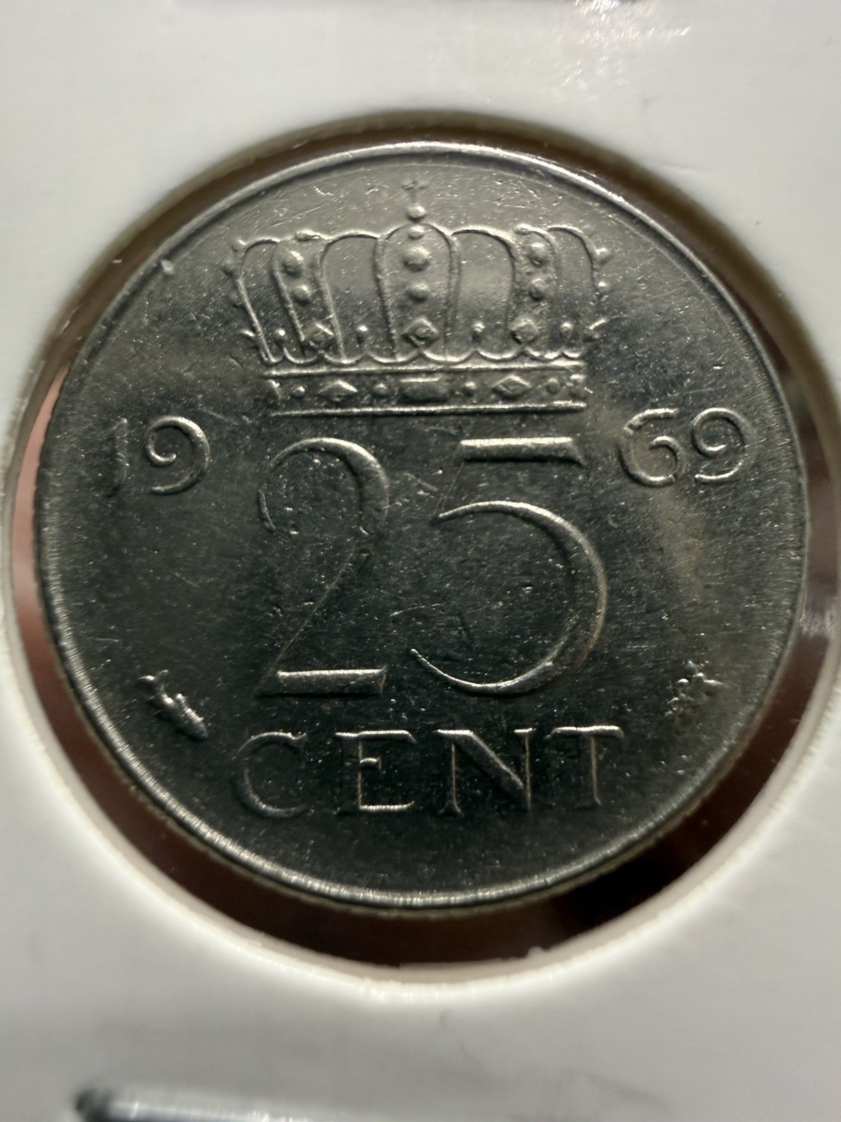 1969 Netherlands 25 Cent Coin - AU