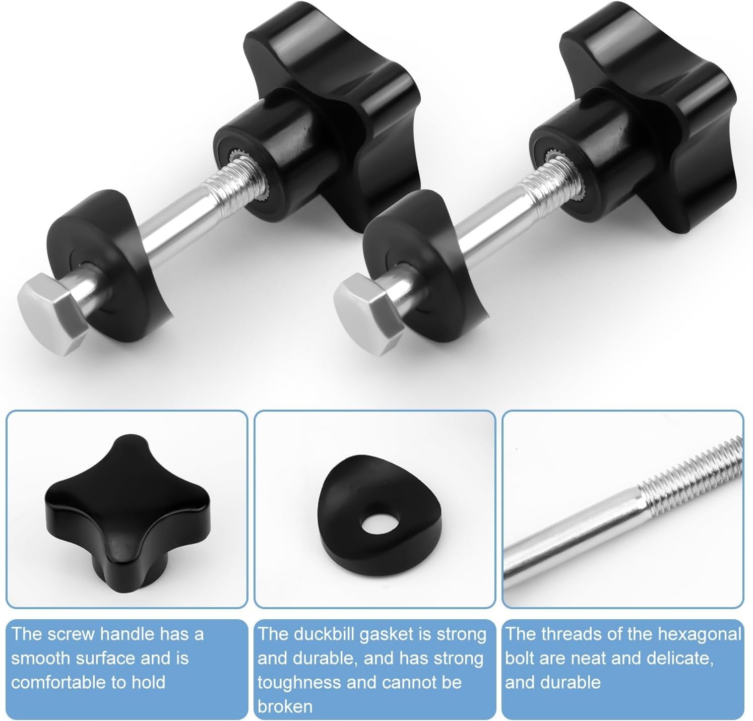 Two Sets of Rollator Walker Knobs, Black Universal Parts for Enhanced Safety
