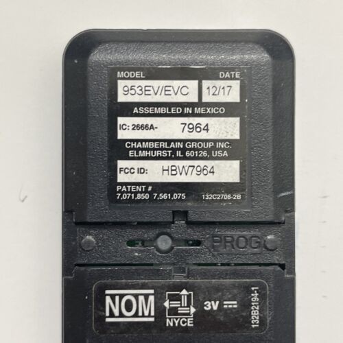 Genuine OEM Chamberlain Liftmaster 953EV/EVC 3 Button UNIVERSAL Remote Control