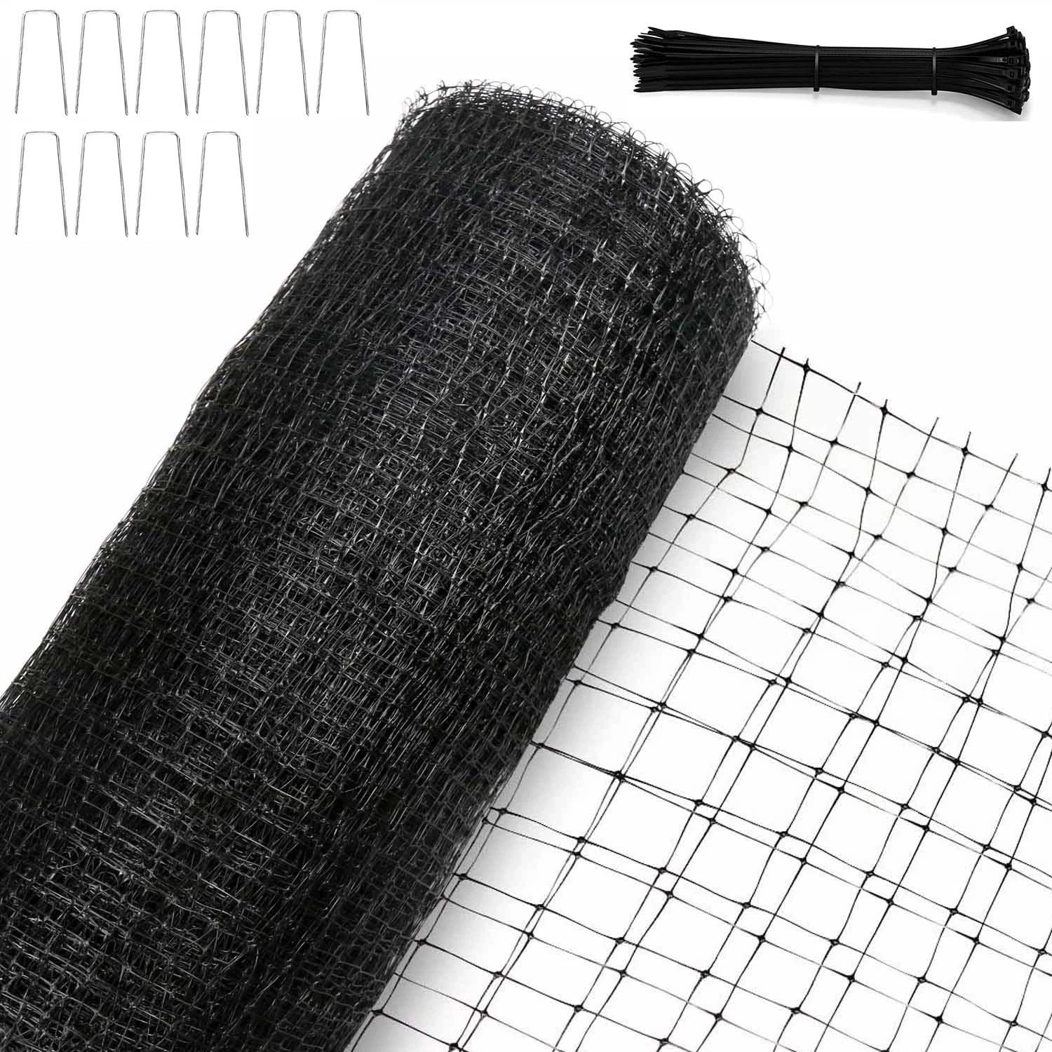 KLEWEE Bird Netting, 7.5 x 25 FT Heavy Plastic Duty Garden x 25 FT, Black