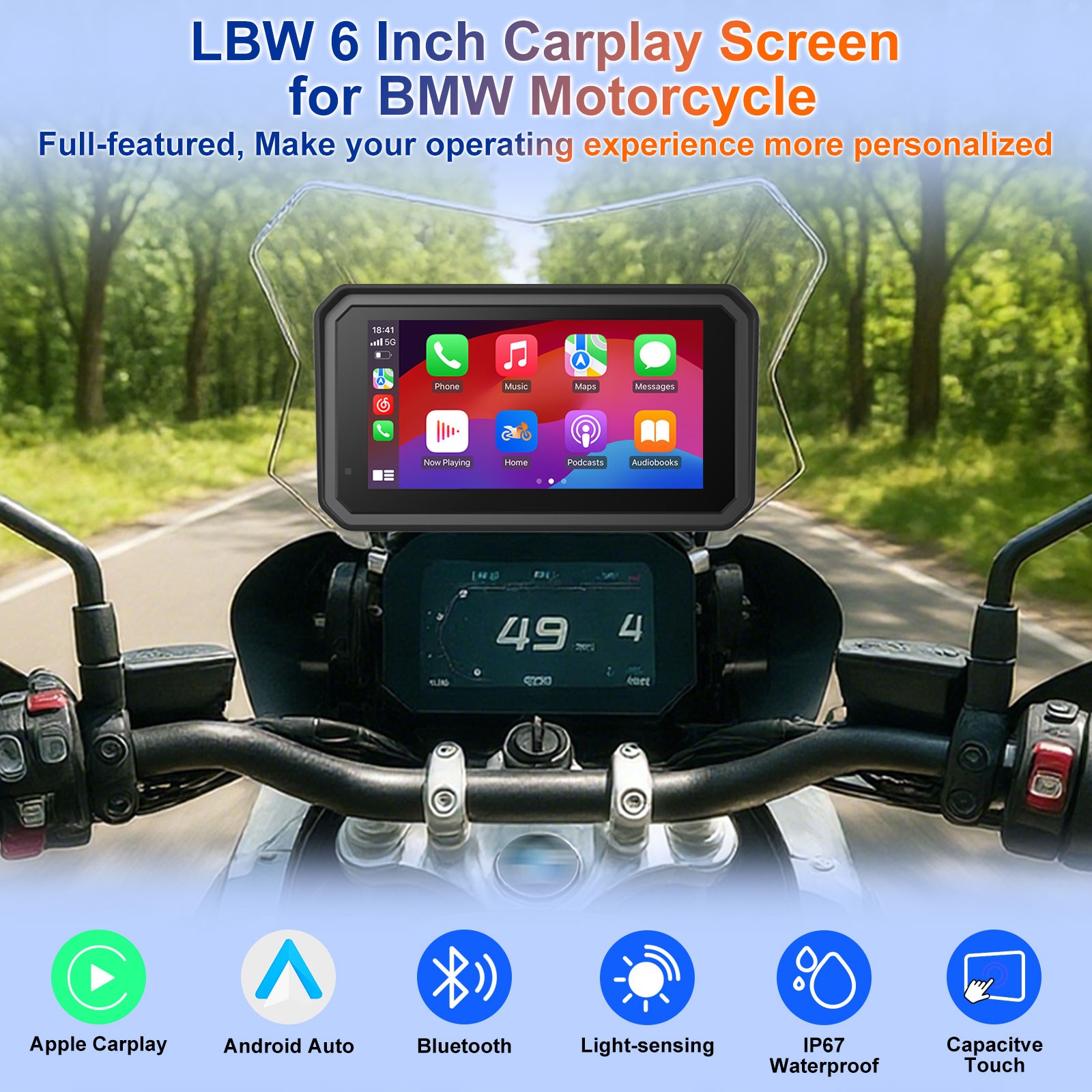 7 Inch Motorcycle Carplay / Android Auto 16-Pin for BMW R1200GS R1250GS S1000XR