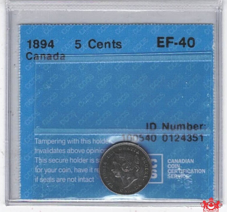 1894 Canada 5 Cents - CCCS EF40 - 0124351
