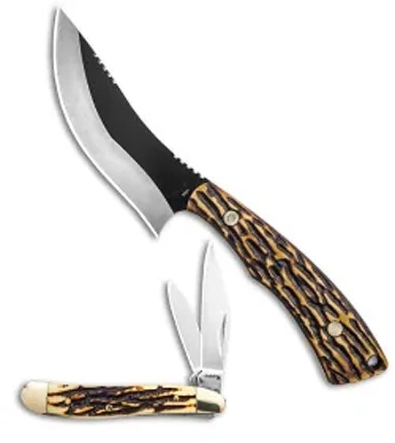 Schrade 1157960 Fixed Blade/Folder Knife Set, Staglon Handle, Stainless Steel Bl