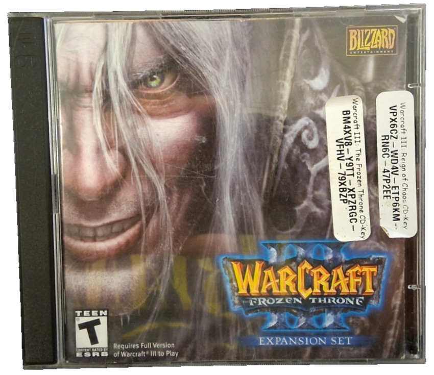 WARCRAFT THE FROZEN THRONE / REIGN OF CHAOS WINDOWS 98 PC GAME 2 CD RATED TEEN