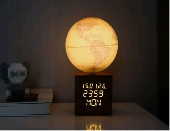 Illuminated Interactive World Globe Music And Light With Claendar Clock