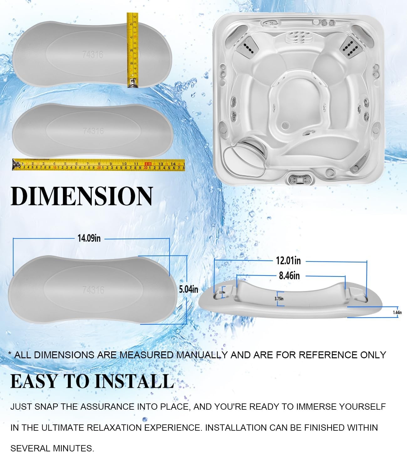 3PCS 74316 74317 Hot Tub Spa Pillow for 2007-2013 Hot Spring Highlife Aria Envoy