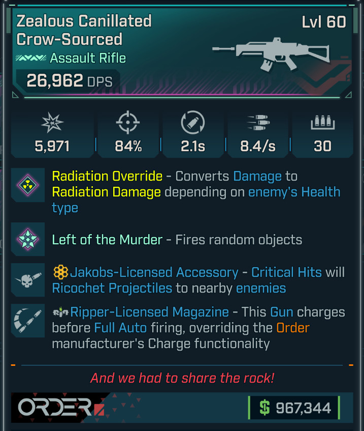 Borderlands 4 • Pearl Gun • AR Crow-Sourced • Jakobs Ripper Ra Lvl 60 • PS PC XB