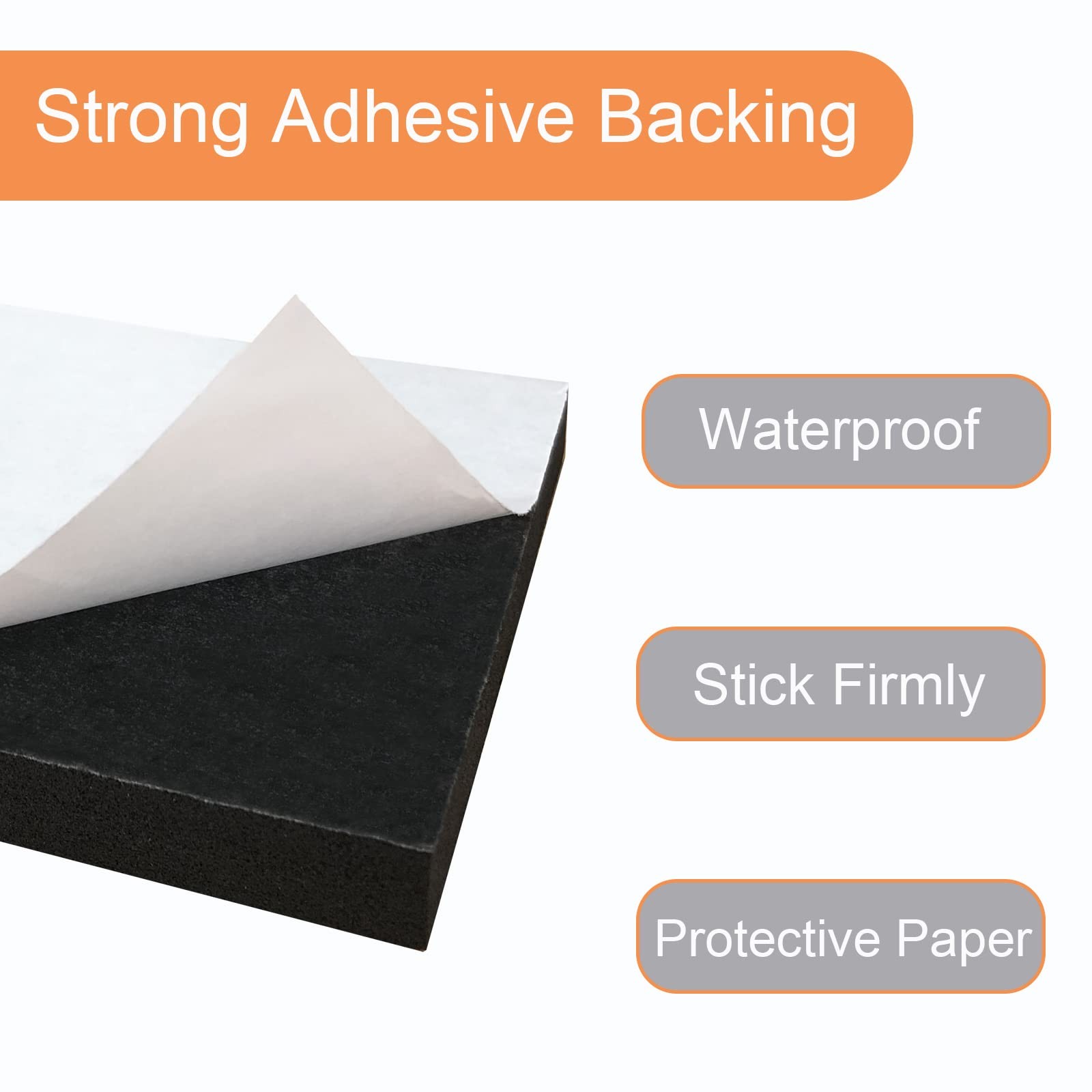 8 Pcs Black Adhesive Foam Padding, Closed Cell Foam Sheet 1/2" Thick 4 Inch X...