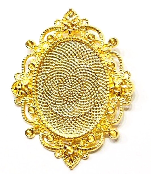 4 of 40x30mm Shiny Gold Victorian Art Deco Scroll Floral Pendant Settings