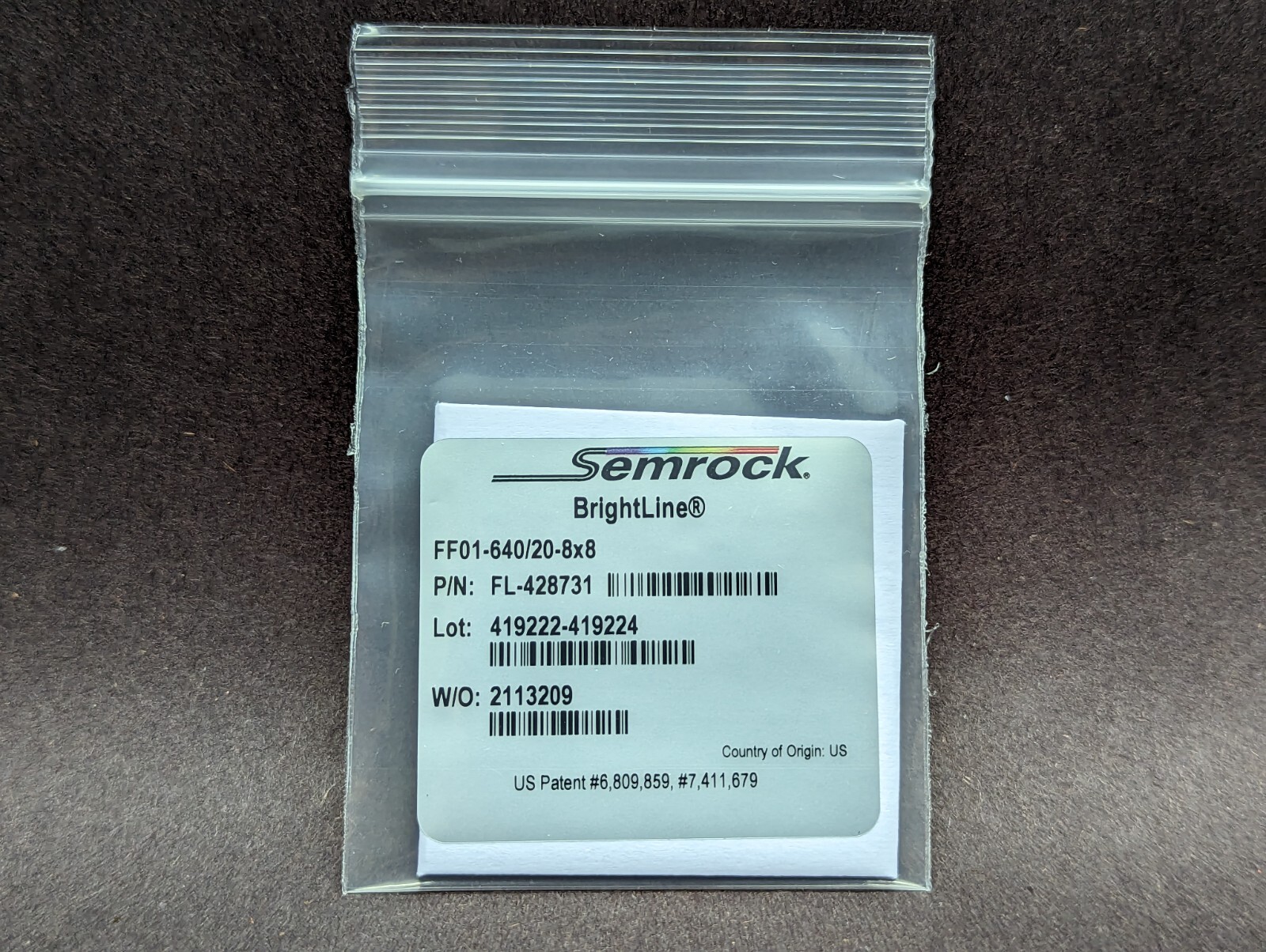 Semrock Idex 640/20nm Brightline Single Band Fluorescence Bandpass Filter 8x8mm