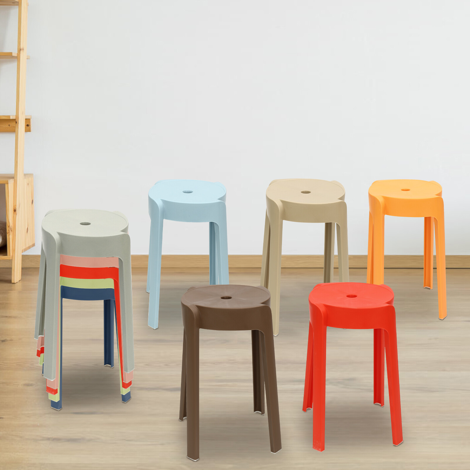 10Pack 18" Stackable PP Barstool Set Dining Table Chair Counter Height Stool