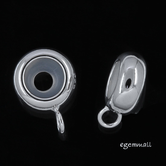 2 Rhodium Plated Sterling Silver European Pendant Charm Connector Stopper #97451