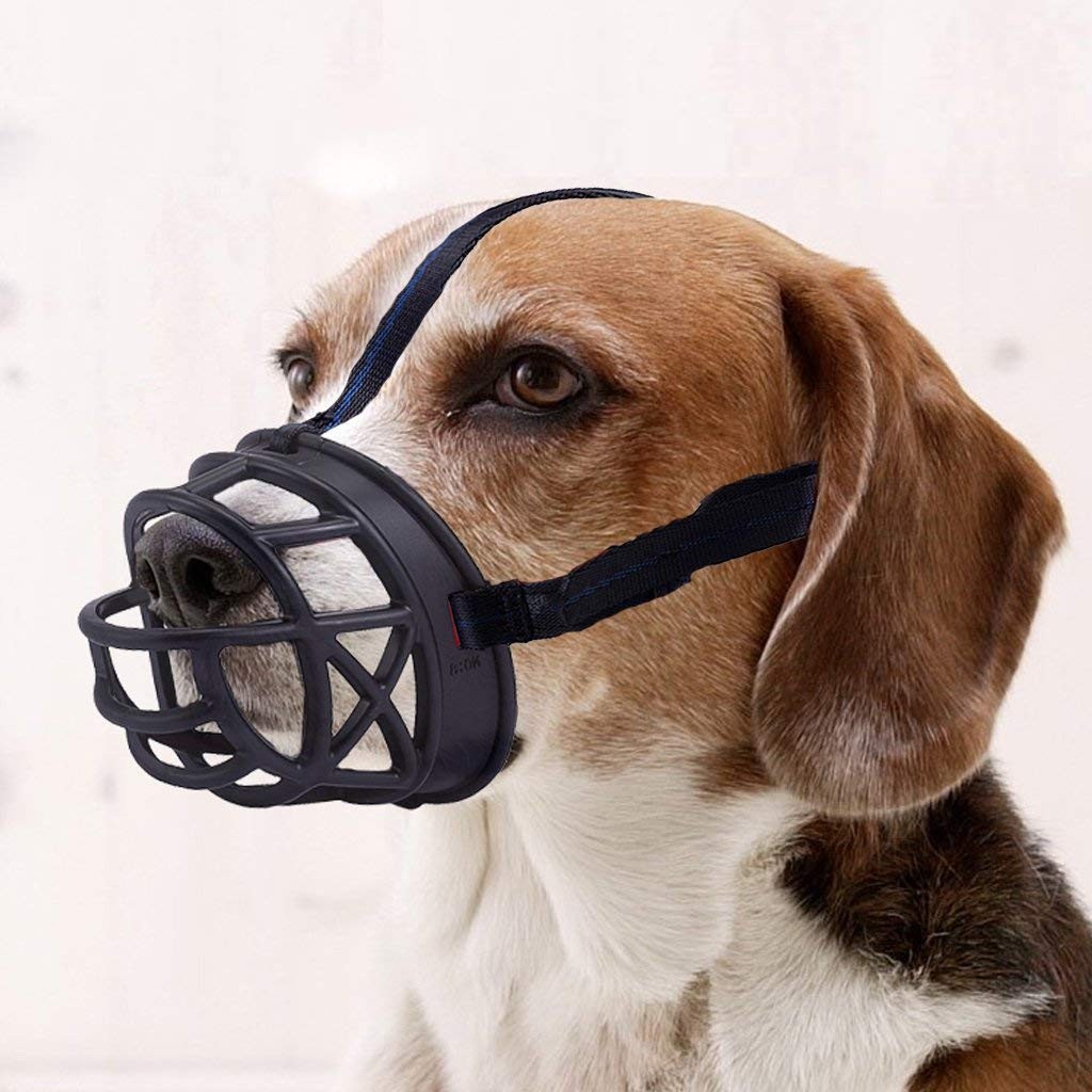 Mayerzon Dog Muzzle, Basket Breathable Silicone Muzzle Size1-7/3in, Black