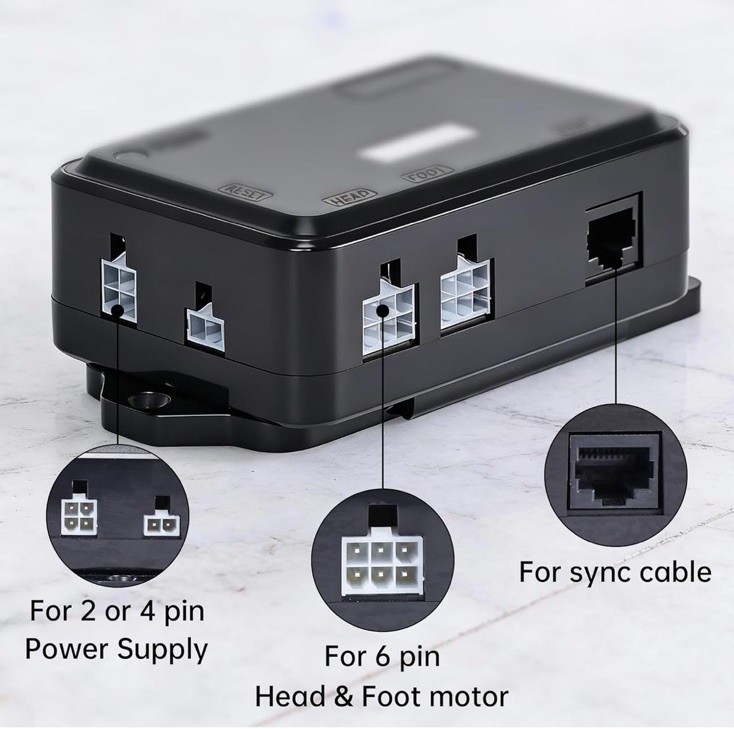 Richmat Adjustable Bed Control Box HJC25 Replacement with Wireless Remote