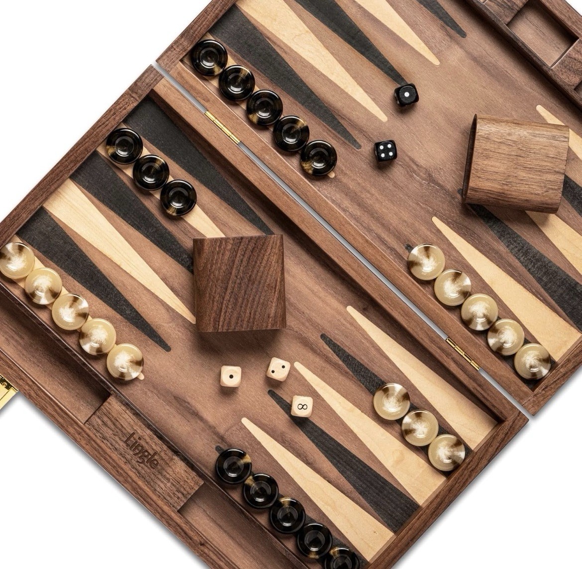 5” Premium Natural Walnut Folding Backgammon Sets for Adults and Kids