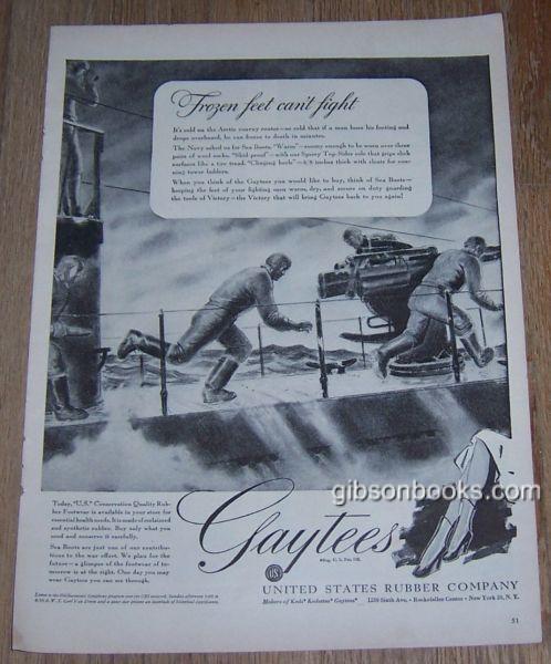 Gaytees Frozen Feet Can't Fight 1943 World War II Magazine Advertisement
