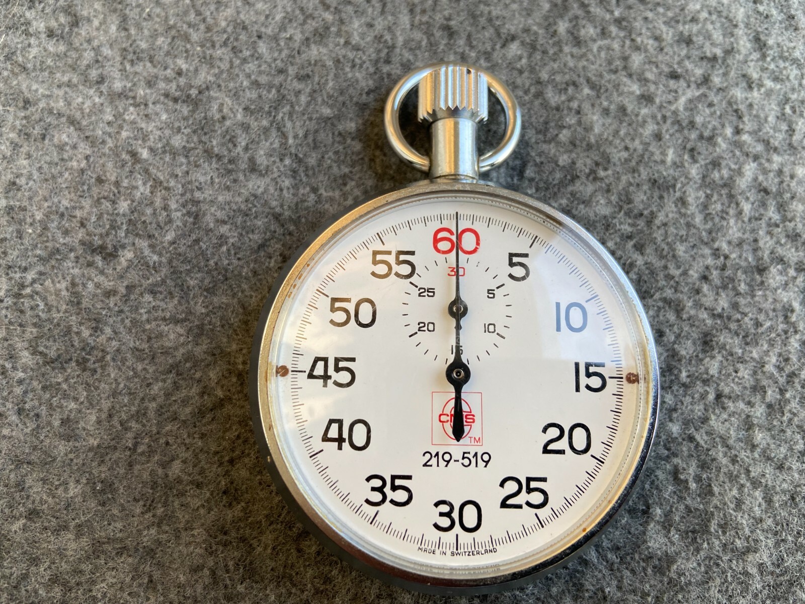 Vintage Swiss Made CMS Mechanical Wind Up Stopwatch