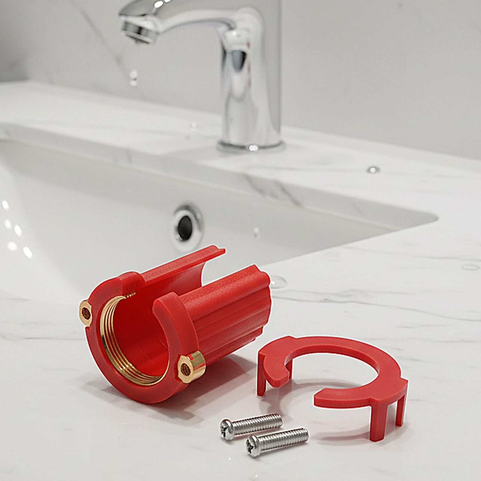 Kitchen Faucet Fixing Nut PP Plastic Lock for 32mm (Diameter), Red