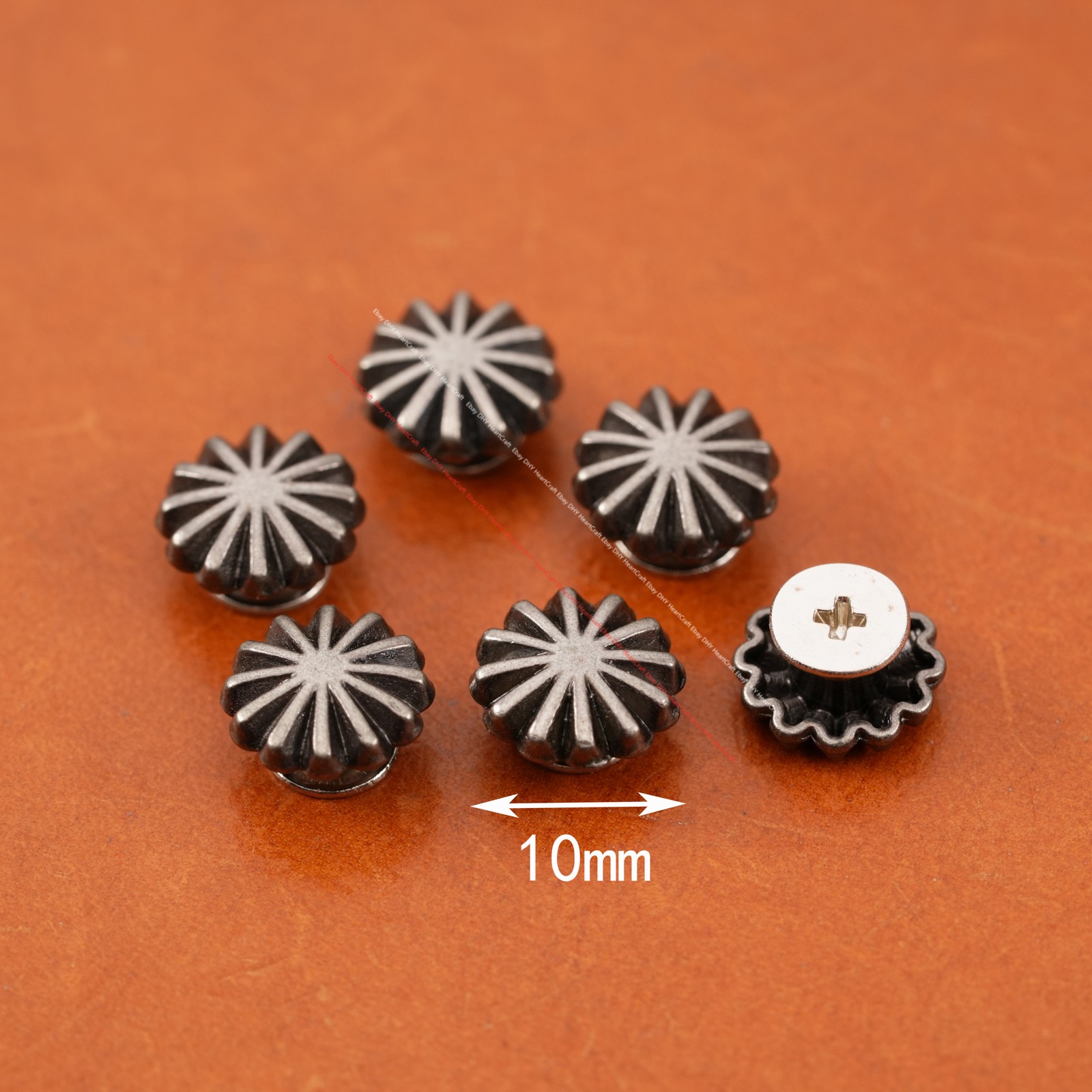 30X 10MM Small Western Gunmetal Floral Metal Conchos For Belt Leathercraft Decor